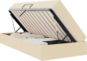 vidaXL Pat cu saltea și spațiu de depozitare Crem 100 x 200 cm