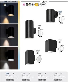 Aplica LED iluminat exterior ambiental, Protectie IP65 Urfa I negru
