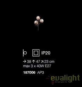 Aplica design industrial cu 3 surse de lumina KEPLER AP3 187006