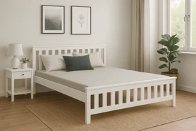 Pat MAICA 90 x 200 cm, alba Saltele: Cu saltele Coco Maxi 20 cm, Somiera pat: Cu lamele curbate