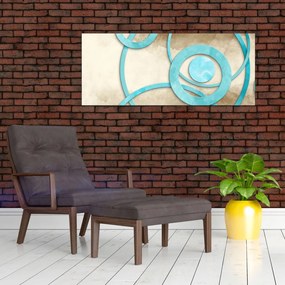 Tablou - Cercuri albastre acvarelă (120x50 cm)