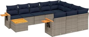 vidaXL Set canapele de grădină cu perne, 11 piese, gri, poliratan