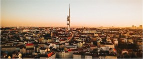 Tablou apusului de soare deasupra orașului Zizkov (120x50 cm)