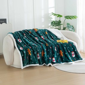 Om zapada si turta dulce de Craciun patura de miel din microplus verde inchis Dimensiuni: 200 x 220 cm