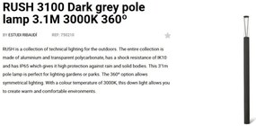 Stalp LED iluminat exterior simetric 360º IP65 RUSH 310cm 3000K