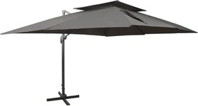 vidaXL Umbrelă de grădină cu consolă și blat dublu, antracit, 400x300 cm