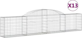 vidaXL Coșuri gabion arcuite, 13 buc., 300x30x60/80cm, fier galvanizat