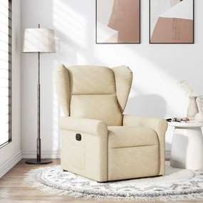 vidaXL Fotoliu rabatabil, crem, material textil