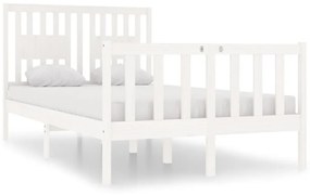 3104099 vidaXL Cadru de pat mic dublu, alb, 120x190 cm, lemn masiv