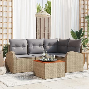 vidaXL Set de canapele pentru grădină 5 pcs Bej Rattan poli