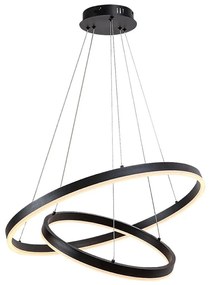 Lustra LED cu telecomanda cu 2 inele metal negru Isaure