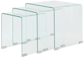 vidaXL Set mese suprapuse, sticlă călită transparentă, trei piese