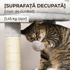 PawHut Copac de Zgâriat Multinivel pentru Pisici cu Stâlp din Sisal, Pat și Căsuță, Plus Moale, Gri | Aosom Romania