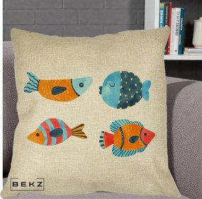 Perna Decorativa Pesti Acuarela, 40x40 cm, Crem, Husa Detasabila, Perna Inclusa, BEKZ®