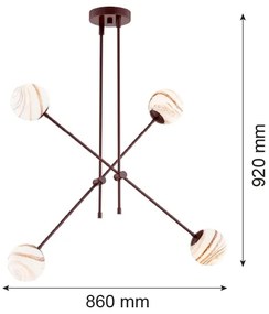 Lustră pe tijă Argon 1842 ABSOS 4xE14/7W/230V maro
