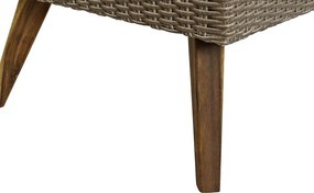 Set lounge exterior din rattan sintetic și structură din lemn și oțel cu canapea, 2 fotolii, masă și perne, finisaj bej-gri, „Zahara