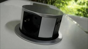 Priza incastrabila in blat, 3 prize schuko + 2 USB 5V 2.4A, negru + aluminiu, cablu 1.5m, GTV