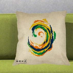 Perna Decorativa Vortex Abstract Colorat, 40x40 cm, Crem, Husa Detasabila, Perna Inclusa, BEKZ®