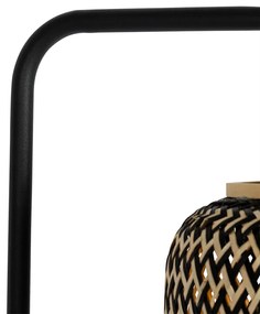 Lampă de podea orientală din bambus cu negru - Yvonne