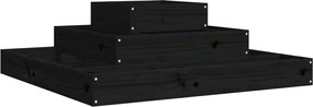 vidaXL Jardinieră, negru, 80x80x27 cm, lemn masiv de pin