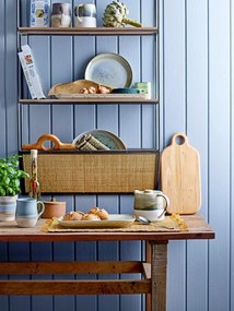 Raft de perete natur, din rattan si metal, Lesley