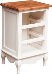 Noptiera, L45 36 H70 cm, alb antichizat natur, lemn masiv