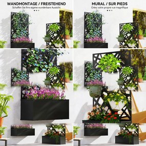 Outsunny Jardinieră cu Grilaj pentru Plante Cățărătoare din Metal, 61x23x113 cm, Negru | Aosom Romania