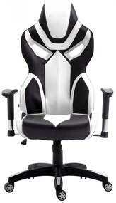 Scaun gaming Genator V8, piele ecologica, Negru/Alb