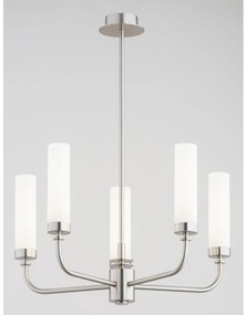 Candelabru 5 brate, otel nickel, sticla alb mat PRESTON 2197
