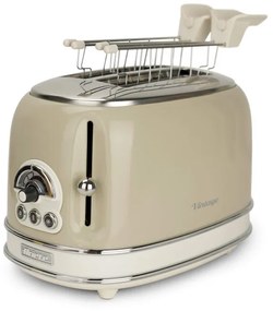 Prajitor de paine Ariete VINTAGE 0155/03, 810W, 2 felii, 3 functii, 6 trepte, Tava irimituri detasabila, Bej