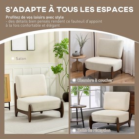 HOMCOM Fotoliu de salon din chenilă, fotoliu pentru dormitor confortabil, pernă groasă, șezut tapițat, 72 x 73,5 x 81 cm, crem | Aosom Romania