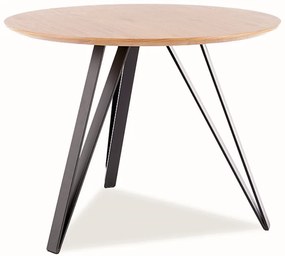 OFERTA Masa de dining din stejar cu picioare negre TETIS 100x100 calitatea a II-a