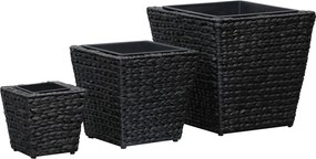 vidaXL Straturi înălțate, 3 buc., negru, zambilă de apă