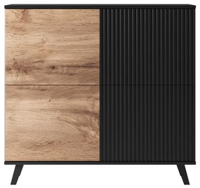 Comoda Random KM2 stejar wotan/negru - L100 x A40 x h95 cm