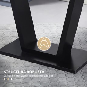 Masa HOMCOM pentru 4-6 Persoane, Blat Efect Marmura, Baza din Oțel, 140x80x76cm, Design Elegant | Aosom Romania