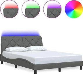 vidaXL Cadru de pat cu LED fără saltea Gri închis 140x190 cm Material