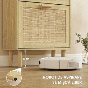 HOMCOM Dulap pentru Pantofi Slim pentru Hol, cu 2 Sertare Rabatabile, Rafturi Reglabile și Blat Superior, Stejar | Aosom Romania