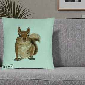 Perna Decorativa Veverita Acuarela, 40x40 cm, Verde Menta, Husa Detasabila, Perna Inclusa, BEKZ®