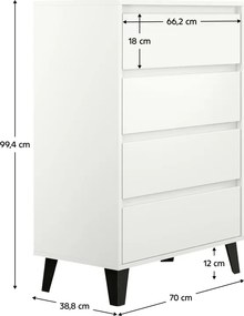 Comodă, albă, BOGAN NEW 4S70