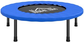 HOMCOM Trambulină Fitness Ø81 cm, Trambulină din Oțel cu Protecție de Margine și 28 de Arcuri pentru Exerciții în Interior și Exterior, Suportă 100 kg, 81x81x22,5 cm, Negru și Albastru | Aosom Romania