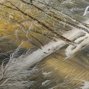 Tablou - Cabană în pădure, pictură în uei (cu ceas) (90x30 cm)