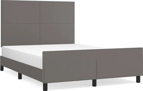 vidaXL Cadru de pat cu tăblie, gri, 140x190 cm, piele ecologică