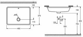 Lavoar sub blat Grohe Cube Ceramic cu PureGuard 50x37 cm