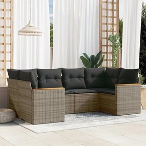 3258665 vidaXL Set mobilier grădină cu perne, 6 piese, gri, poliratan