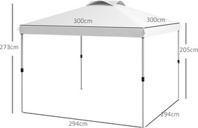 Outsunny Tonelă / pavilion de grădină pop-up pliabil 3 x 3 m cu sac de transport pe roți, înălțimi reglabile | Aosom Romania