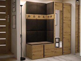 Mobilier hol Tovenaz XII (Stejar artisan + Negru + maro) (cu oglindă). 1104834