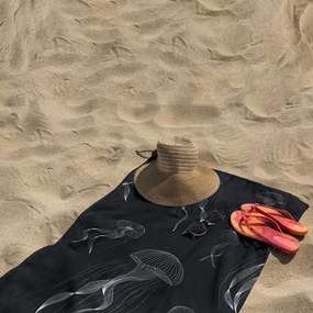 Prosop de plajă negru-alb 90x180 cm Jellyfish – DecoKing