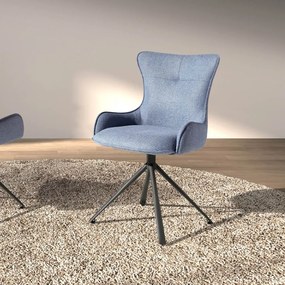 Scaun modern pivotant din material textil albastru
