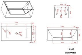 Set cada freestanding dreptunghiulara si suport prosop negru freestanding Mokko