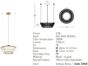 Lustra LED dimabila design elegant Luxury D-40cm